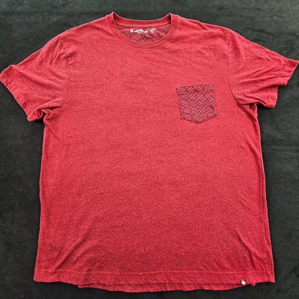 Airwalk Red Short Sleeve Cotton Blend Pocket T-Shirt Men's L